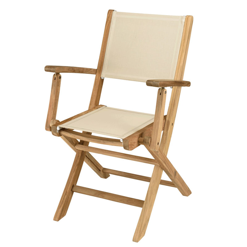Fun - Salon De Jardin - Teck/Textilène - Beige/Marron