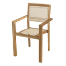Fun - Salon De Jardin - Teck/Textilène - Beige/Marron