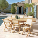Fun - Salon De Jardin - Teck/Textilène - Beige/Marron