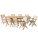 Fun - Salon De Jardin - Teck/Textilène - Beige/Marron