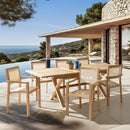 Fun - Salon De Jardin - Teck/Textilène - Beige/Marron