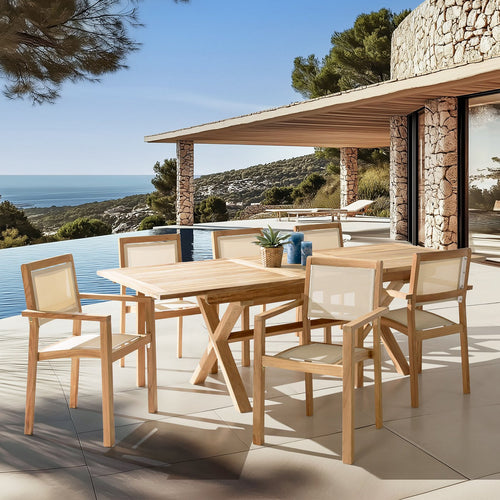 Fun - Garden Furniture for 8/10 People - Beige/Brown