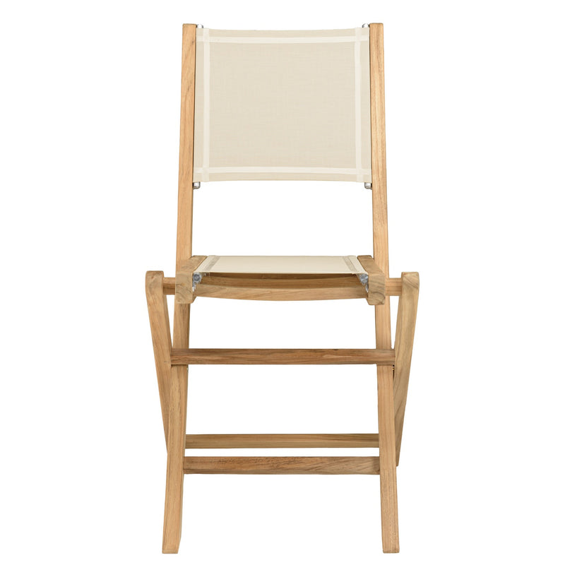 Fun - Salon De Jardin - Teck/Textilène - Beige/Marron