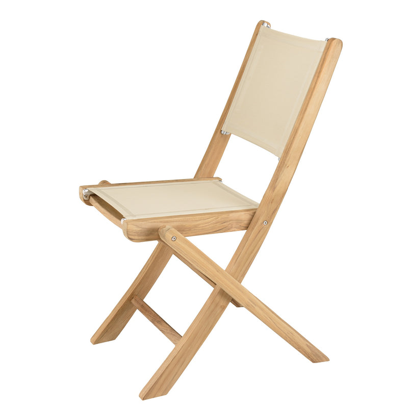 Fun - Salon De Jardin - Teck/Textilène - Beige/Marron
