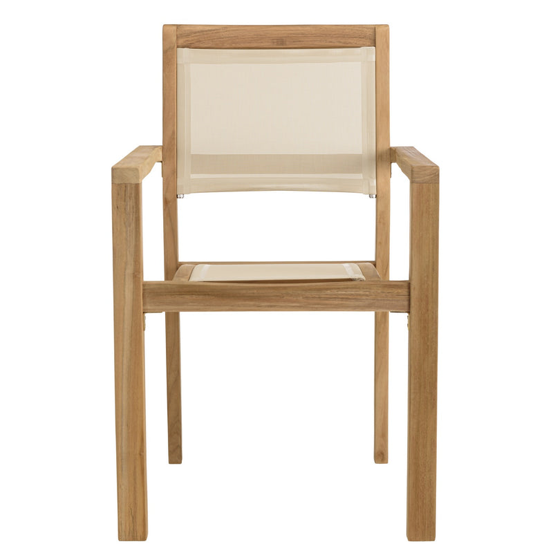 Fun - Salon De Jardin - Teck/Textilène - Beige/Marron