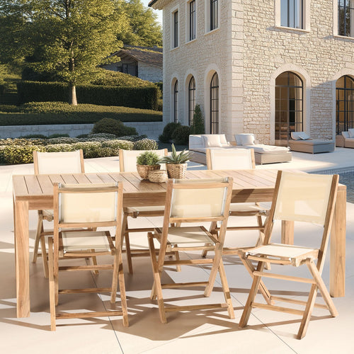 Fun - Garden Furniture for 8/10 People - Beige/Brown