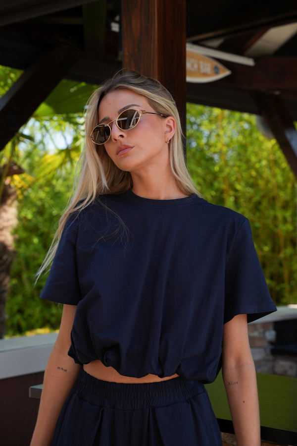 Camiseta Bayla con cuello redondo - Azul marino
