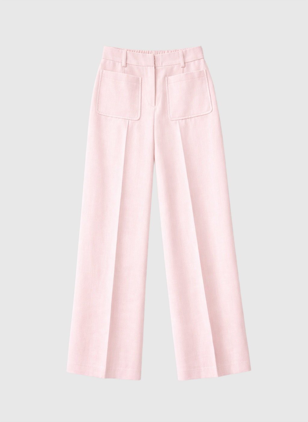 An'ge – Pantalon Philizia Rose, pantalon large rose pâle avec poches plaquées, vue de face