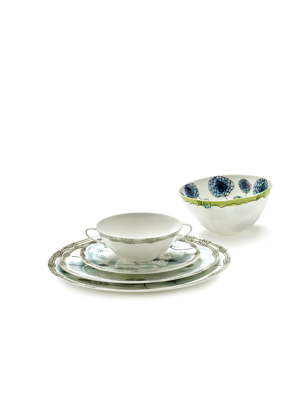 Midnight Flowers - Lot De 2 Bols - M - Porcelaine Bone China - Anemone Vaniglia