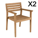 Kally - Lot De 2 Fauteuils Jardin - Teck - Marron