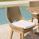 Kally - Lot De 2 Chaises Jardin - Rotin Synthétique/Teck/Mousse/Aluminium/Tissu Polyester 100% - Beige/Ecru/Marron