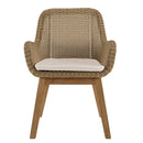 Kally - Lot De 2 Fauteuils Jardin - Rotin Synthétique/Teck/Mousse/Aluminium/Tissu Polyester 100% - Beige/Ecru/Marron