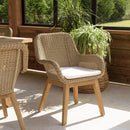 Kally - Lot De 2 Fauteuils Jardin - Rotin Synthétique/Teck/Mousse/Aluminium/Tissu Polyester 100% - Beige/Ecru/Marron