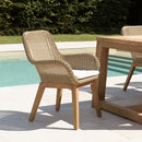 Kally - Lot De 2 Fauteuils Jardin - Rotin Synthétique/Teck/Mousse/Aluminium/Tissu Polyester 100% - Beige/Ecru/Marron