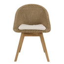 Kally - Lot De 2 Chaises Jardin - Rotin Synthétique/Teck/Mousse/Aluminium/Tissu Polyester 100% - Beige/Ecru/Marron