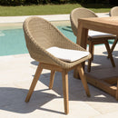 Kally - Lot De 2 Chaises Jardin - Rotin Synthétique/Teck/Mousse/Aluminium/Tissu Polyester 100% - Beige/Ecru/Marron
