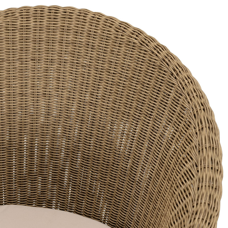 Kally - Lot De 2 Fauteuils Jardin - Rotin Synthétique/Teck/Mousse/Aluminium/Tissu Polyester 100% - Beige/Ecru/Marron