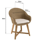 Kally - Lot De 2 Fauteuils Jardin - Rotin Synthétique/Teck/Mousse/Aluminium/Tissu Polyester 100% - Beige/Ecru/Marron