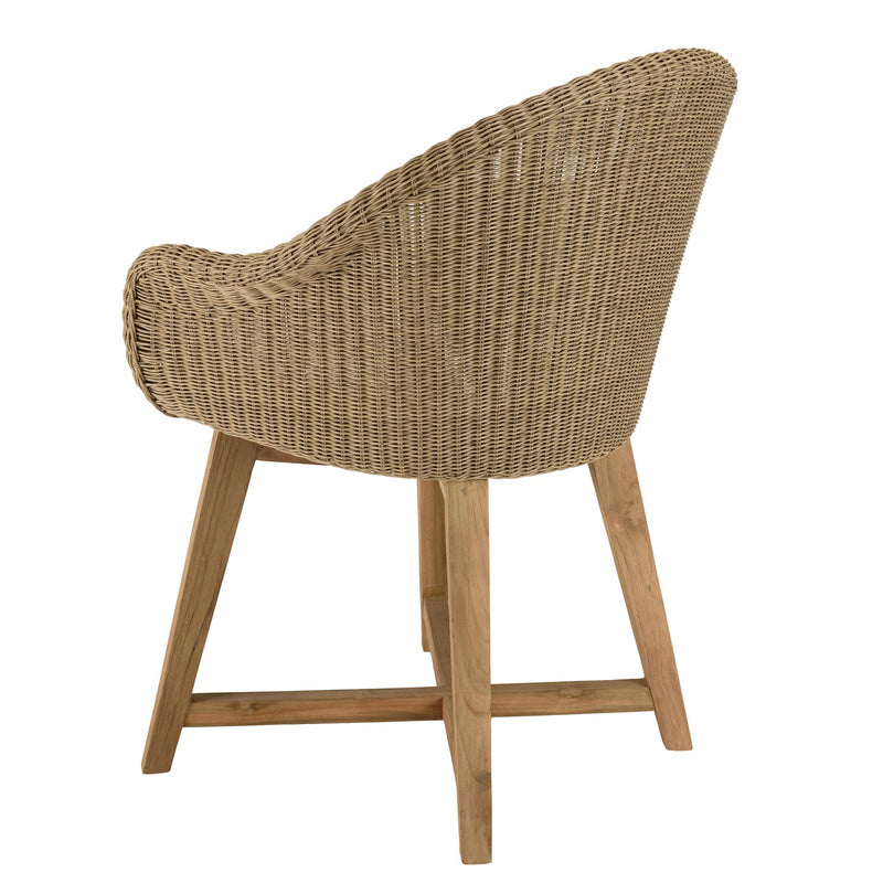 Kally - Lot De 2 Fauteuils Jardin - Rotin Synthétique/Teck/Mousse/Aluminium/Tissu Polyester 100% - Beige/Ecru/Marron