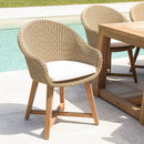 Kally - Lot De 2 Fauteuils Jardin - Rotin Synthétique/Teck/Mousse/Aluminium/Tissu Polyester 100% - Beige/Ecru/Marron