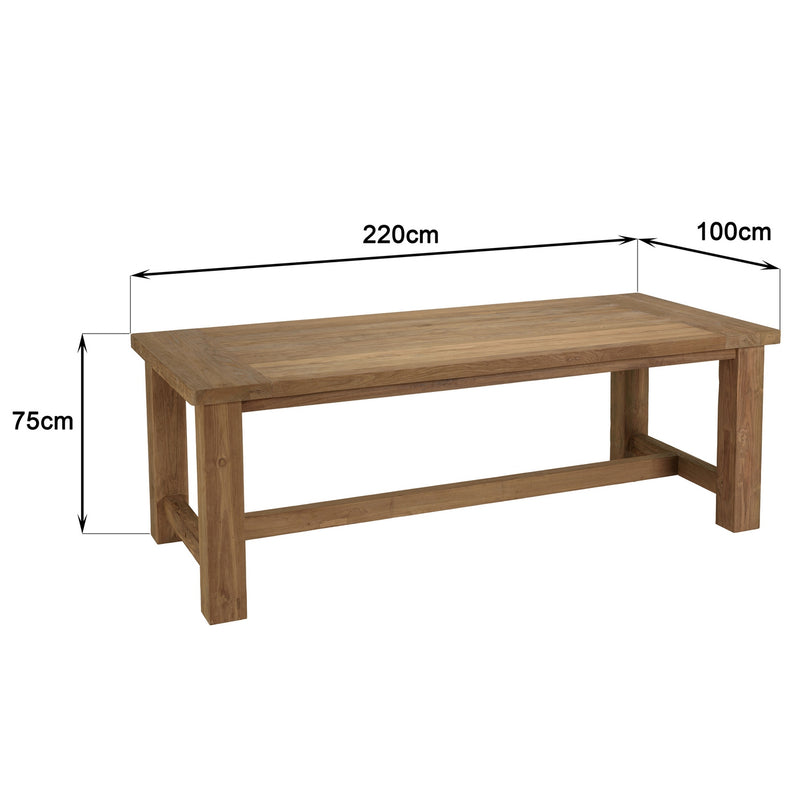 Kally - Table À Manger De Jardin - Teck Recyclé - Marron