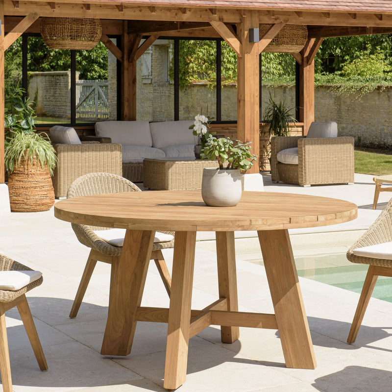 Kally - Table À Manger De Jardin - Teck Recyclé - Marron