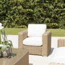 Kally - Salon De Jardin - Rotin Synthétique/Aluminium/Mousse Effilochée, Dacron, Silicone - Taupe/Crème