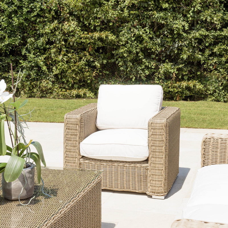 Kally - Salon De Jardin - Rotin Synthétique/Aluminium/Mousse Effilochée, Dacron, Silicone - Taupe/Crème
