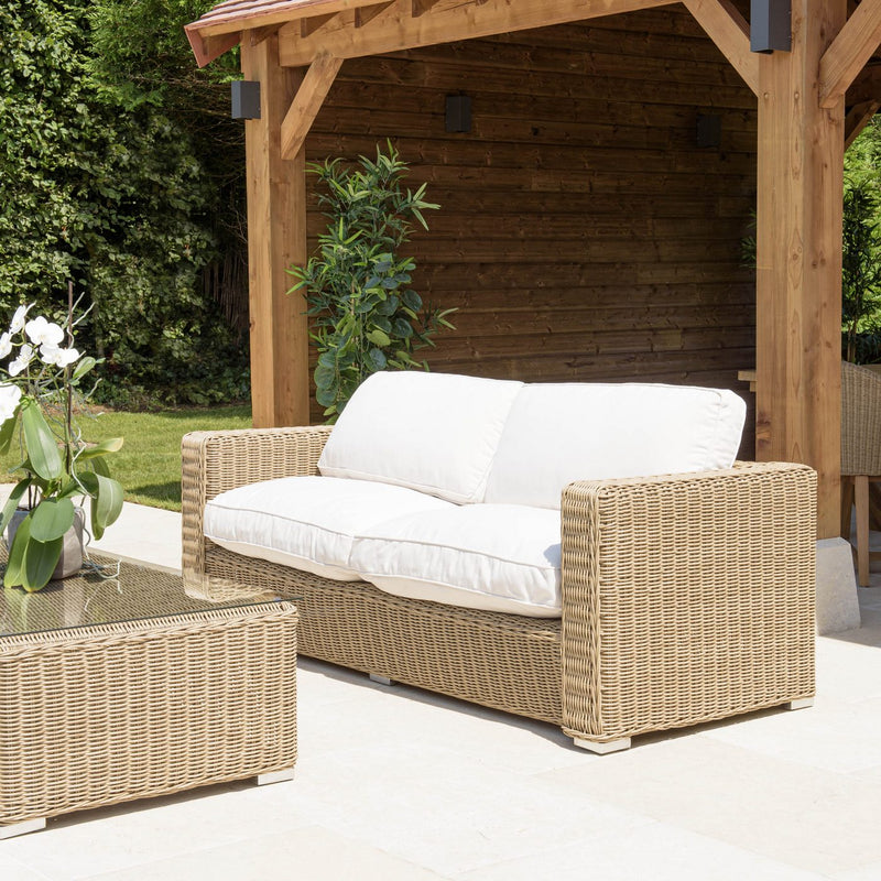 Kally - Salon De Jardin - Rotin Synthétique/Aluminium/Mousse Effilochée, Dacron, Silicone - Taupe/Crème
