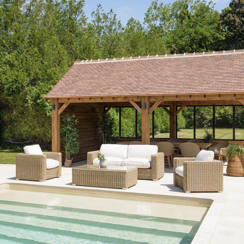 Kally - Salon De Jardin - Rotin Synthétique/Aluminium/Mousse Effilochée, Dacron, Silicone - Taupe/Crème