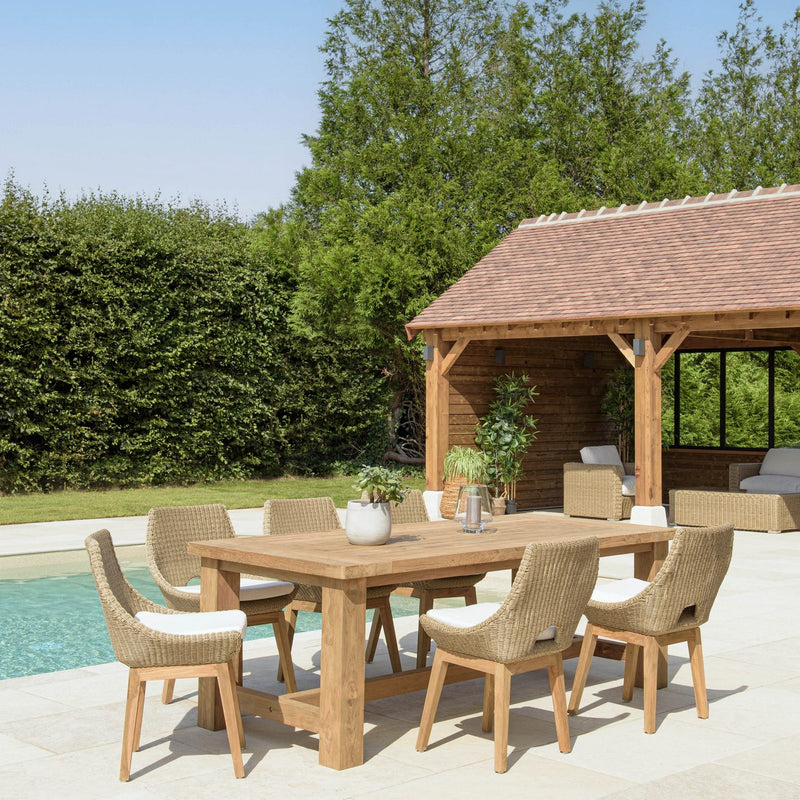 Kally - Salon De Jardin - Aluminium/Mousse/Rotin Synthétique/Teck/Teck Recyclé/Tissu Polyester 100% - Beige/Ecru/Marron