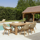 Kally - Salon De Jardin - Aluminium/Mousse/Rotin Synthétique/Teck/Teck Recyclé/Tissu Polyester 100% - Beige/Ecru/Marron