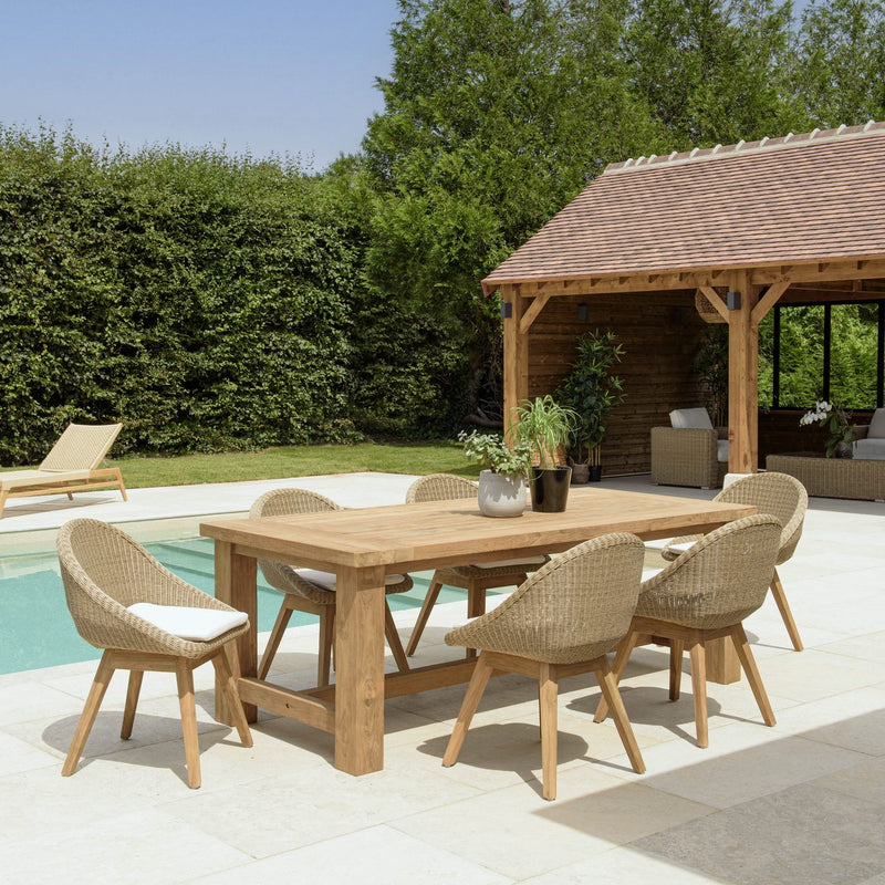 Kally - Salon De Jardin - Aluminium/Mousse/Rotin Synthétique/Teck/Teck Recyclé/Tissu Polyester 100% - Beige/Ecru/Marron