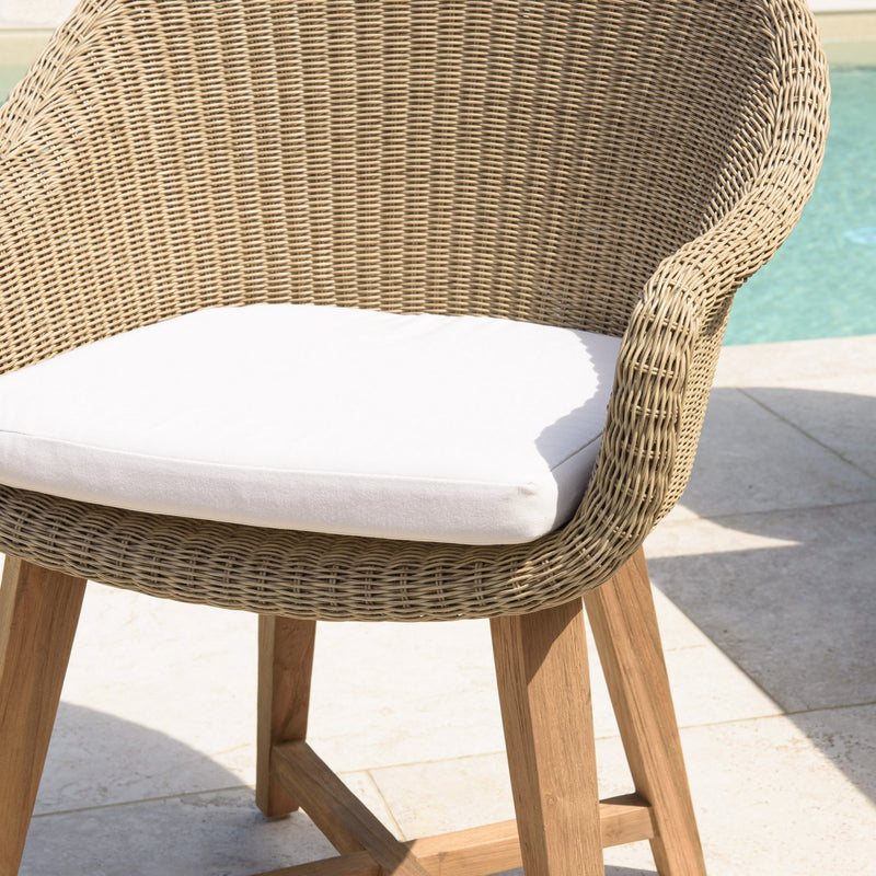 Kally - Salon De Jardin - Aluminium/Mousse/Rotin Synthétique/Teck/Teck Recyclé/Tissu Polyester 100% - Beige/Ecru/Marron
