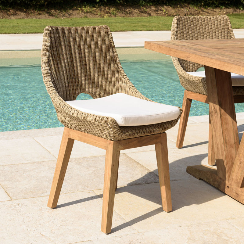 Kally - Salon De Jardin - Aluminium/Mousse/Rotin Synthétique/Teck/Teck Recyclé/Tissu Polyester 100% - Beige/Ecru/Marron