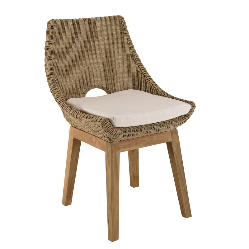 Kally - Salon De Jardin - Aluminium/Mousse/Rotin Synthétique/Teck/Teck Recyclé/Tissu Polyester 100% - Beige/Ecru/Marron