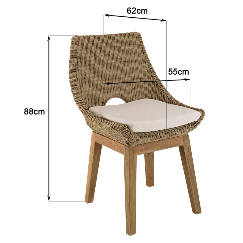 Kally - Salon De Jardin - Aluminium/Mousse/Rotin Synthétique/Teck/Teck Recyclé/Tissu Polyester 100% - Beige/Ecru/Marron