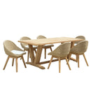 Kally - Salon De Jardin - Aluminium/Mousse/Rotin Synthétique/Teck/Teck Recyclé/Tissu Polyester 100% - Beige/Ecru/Marron
