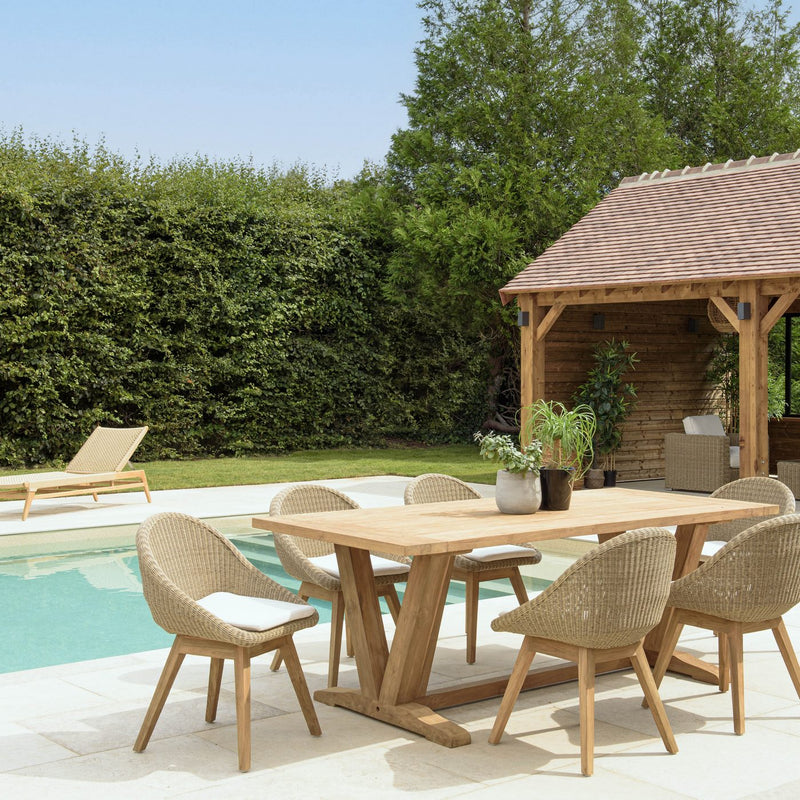 Kally - Salon De Jardin - Aluminium/Mousse/Rotin Synthétique/Teck/Teck Recyclé/Tissu Polyester 100% - Beige/Ecru/Marron