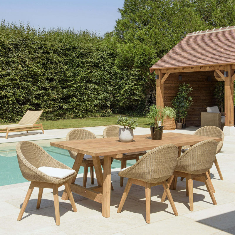 Kally - Salon De Jardin - Aluminium/Mousse/Rotin Synthétique/Teck/Teck Recyclé/Tissu Polyester 100% - Beige/Ecru/Marron