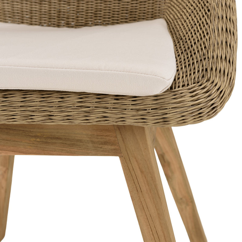 Kally - Salon De Jardin - Aluminium/Mousse/Rotin Synthétique/Teck/Teck Recyclé/Tissu Polyester 100% - Beige/Ecru/Marron