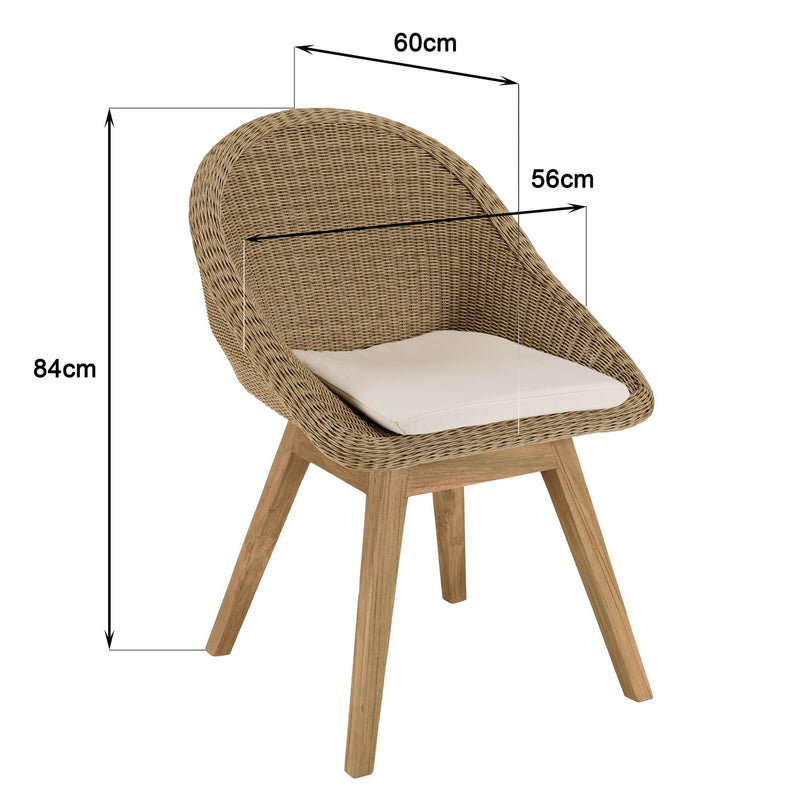 Kally - Salon De Jardin - Aluminium/Mousse/Rotin Synthétique/Teck/Teck Recyclé/Tissu Polyester 100% - Beige/Ecru/Marron