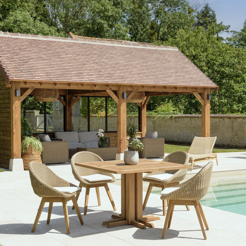 Kally - Salon De Jardin - Aluminium/Mousse/Rotin Synthétique/Teck/Teck Recyclé/Tissu Polyester 100% - Beige/Ecru/Marron