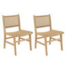 Valeria - Lot De 2 Chaises Jardin - Teck/Rotin Synthétique - Bois Clair/Beige