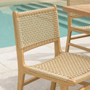 Valeria - Lot De 2 Chaises Jardin - Teck/Rotin Synthétique - Bois Clair/Beige