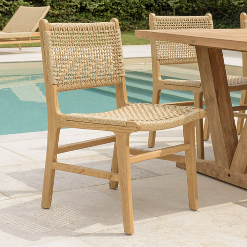 Valeria - Lot De 2 Chaises Jardin - Bois Clair/Beige