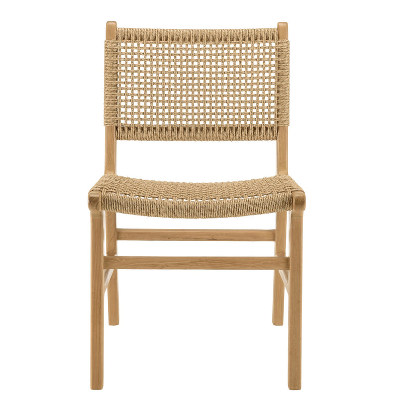 Valeria - Lot De 2 Chaises Jardin - Teck/Rotin Synthétique - Bois Clair/Beige