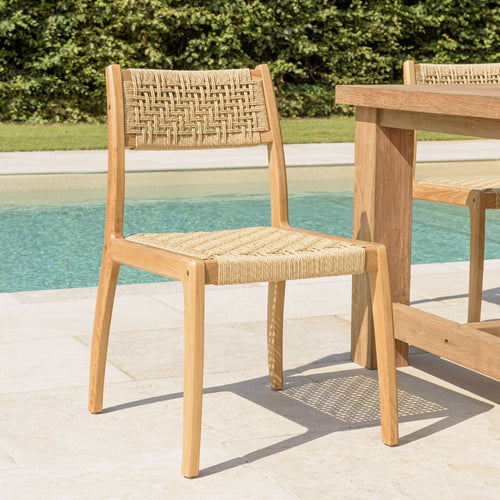 Valeria - Lot De 2 Chaises Jardin - Bois Clair/Beige
