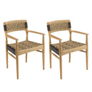 Valeria - Lot De 2 Fauteuils Jardin - Teck/Rotin Synthétique - Bois Clair/Beige/Noir