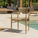 Valeria - Lot De 2 Fauteuils Jardin - Teck/Rotin Synthétique - Bois Clair/Beige/Noir